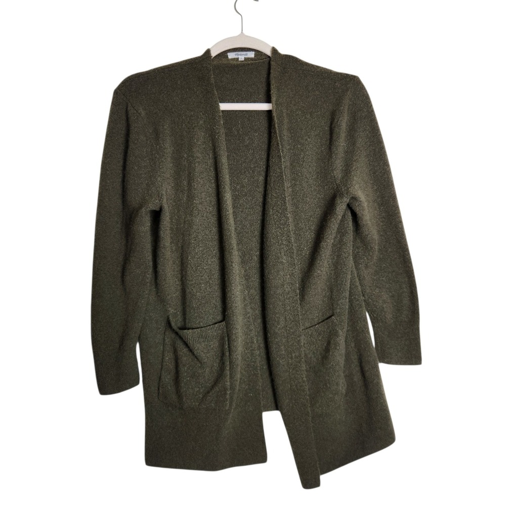 Madewell Kent Cardigan Sweater Olive Green Wool Alpaca Blend Open Front Large